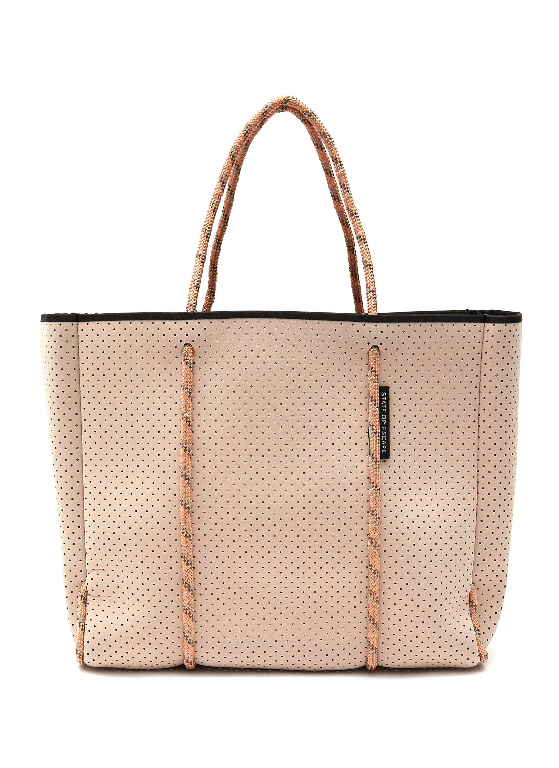 State Of Escape 'flying Solo' Carryall Neoprene Tote Bag In Pink 
