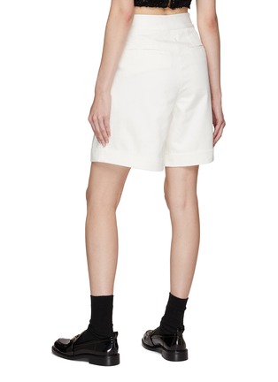 Back View - Click To Enlarge - MING MA - High Waist Pleated Cotton Shorts