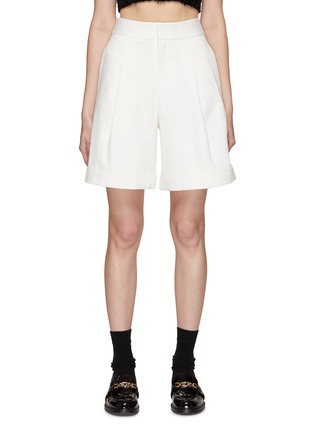 Main View - Click To Enlarge - MING MA - High Waist Pleated Cotton Shorts