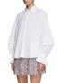 Detail View - Click To Enlarge - MING MA - DETACHABLE BOW PUFF SLEEVE POPLIN SHIRT