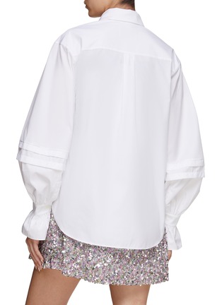 Back View - Click To Enlarge - MING MA - DETACHABLE BOW PUFF SLEEVE POPLIN SHIRT