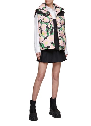 Figure View - Click To Enlarge - MING MA - Floral Print Zip Up Puffer Vest
