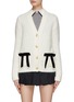 Main View - Click To Enlarge - MING MA - VELVET BOW APPLIQUÉ V-NECK KNITTED CARDIGAN