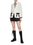 Figure View - Click To Enlarge - MING MA - VELVET BOW APPLIQUÉ V-NECK KNITTED CARDIGAN