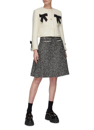 Figure View - Click To Enlarge - MING MA - A-LINE TWEED SKIRT