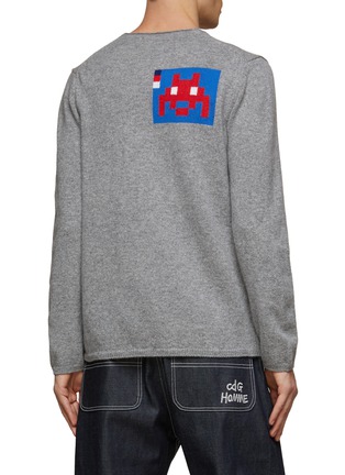 Back View - Click To Enlarge - COMME DES GARÇONS SHIRT - INVADER INTARSIA CREWNECK LONG SLEEVE LAMBSWOOL KNITTED SWEATER