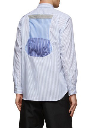 Back View - Click To Enlarge - COMME DES GARÇONS SHIRT - PATCHWORK ZIPPER DETAIL STRIPED COTTON POPLIN BUTTON UP SHIRT