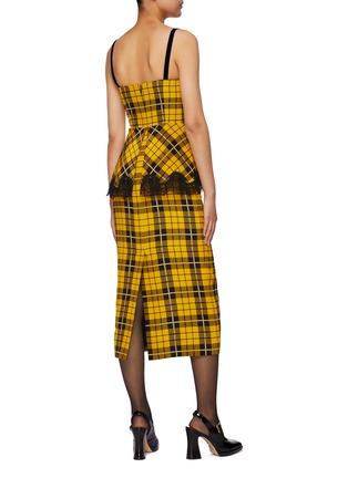 Back View - Click To Enlarge - ALESSANDRA RICH - Ribbon Lace Trim Bustier Tartan Dress