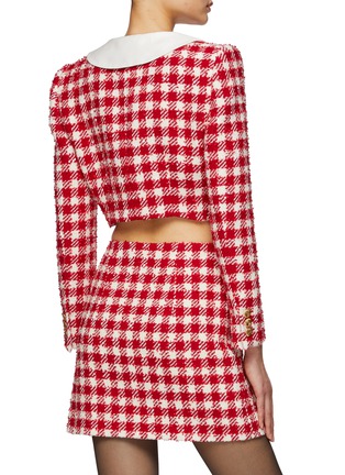 Back View - Click To Enlarge - ALESSANDRA RICH - MIKADO COLLAR CROPPED TWEED BOUCLÉ BLAZER