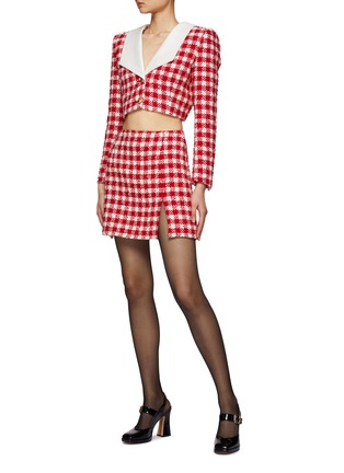 Figure View - Click To Enlarge - ALESSANDRA RICH - MIKADO COLLAR CROPPED TWEED BOUCLÉ BLAZER