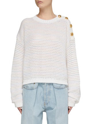Main View - Click To Enlarge - BALMAIN - 4 BUTTON KNIT CROPPED PULLOVER