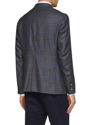 Back View - Click To Enlarge - ISAIA - ‘CORTINA’ SINGLE BREASTED HALF LINED WOOL CASHMERE BLEND CHECKED BLAZER