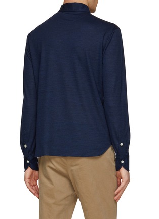Back View - Click To Enlarge - ISAIA - LONG SLEEVE SPREAD COLLAR WOOL PIQUET POLO SHIRT