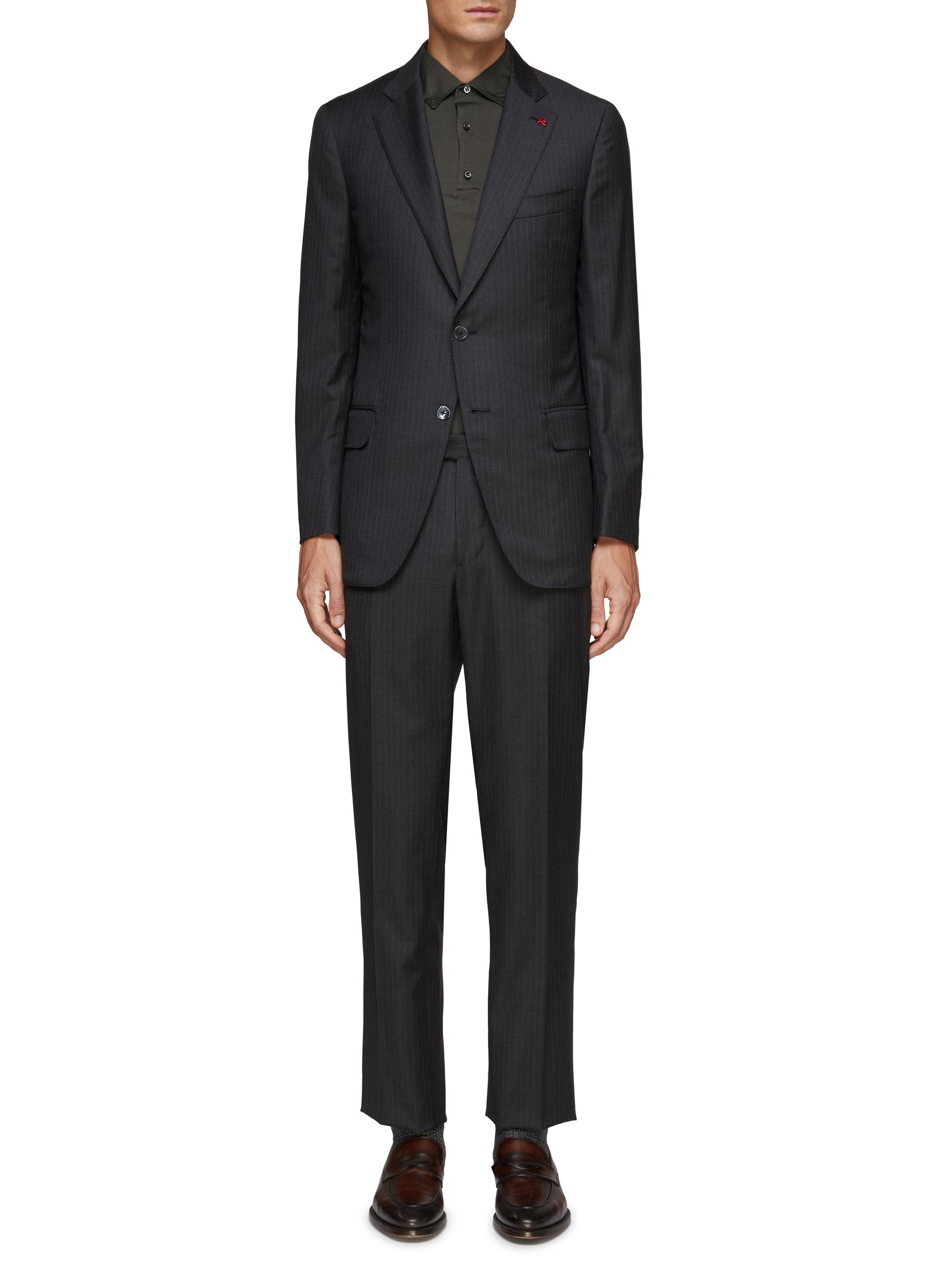 ISAIA 'GREGORIO' SINGLE BREASTED NOTCH LAPEL HALF LINED WOOL SUIT