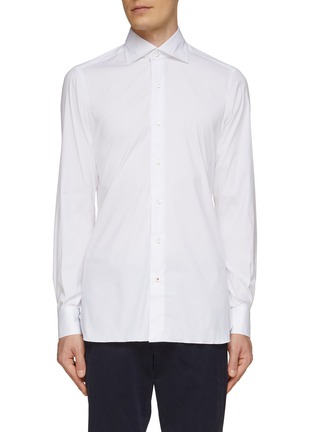 Main View - Click To Enlarge - ISAIA - LONG SLEEVE MILANO SPREAD COLLAR STRETCH COTTON DRESS SHIRT