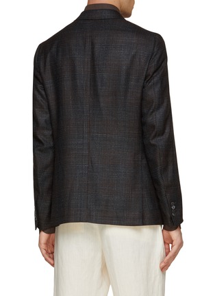 Back View - Click To Enlarge - ISAIA - ‘CORTINA’ SINGLE BREASTED HALF LINED WOOL SILK BLEND CROSS WEAVE BLAZER
