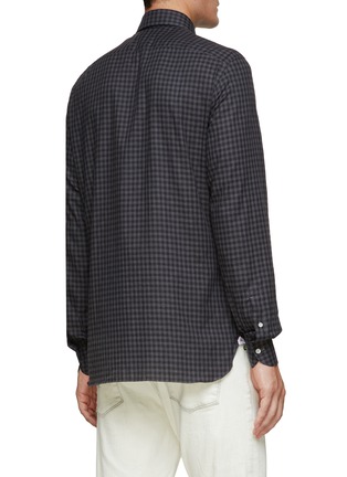 Back View - Click To Enlarge - ISAIA - LONG SLEEVE MILANO SPREAD COLLAR EXTRALIGHT FLANNEL CHECK SHIRT