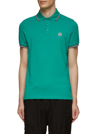 Main View - Click To Enlarge - MONCLER - SHORT SLEEVE LOGO PATCH POLO SHIRT