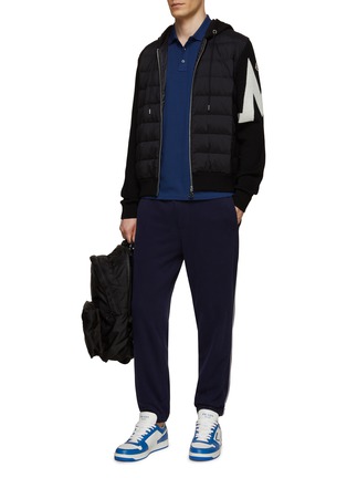 Figure View - Click To Enlarge - MONCLER - ULTRA FINE WOOL KNIT SLEEVE PUFFER PANEL DETAIL JACKET