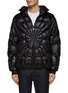 Main View - Click To Enlarge - MONCLER - ‘VIOLIER’ SPIDERMAN WEB DETAIL HOODED PUFFER JACKET