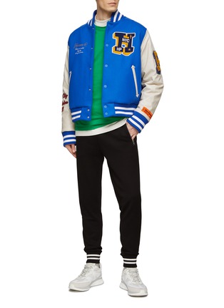 Figure View - Click To Enlarge - MONCLER - COTTON FLEECE WITH CONTRASTING COLORED STRIPES SWEATPANTS