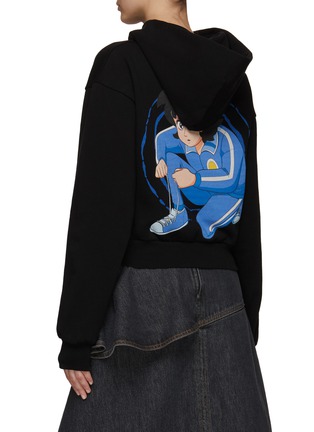 Back View - Click To Enlarge - JW ANDERSON - X RUN HANY CHEST PRINT CROPPED HOODIE