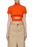 Main View - Click To Enlarge - MERYLL ROGGE - MOCK NECK SHORT SLEEVE CROPPED KNITTED SWEATER