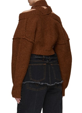 Back View - Click To Enlarge - MERYLL ROGGE - HIGH NECK OFF-SHOULDER KNITTED CROPPED SWEATER