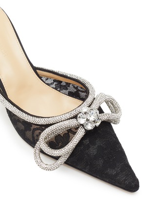 Detail View - Click To Enlarge - MACH & MACH - Double Bow Crystal Embellished Lace Mules