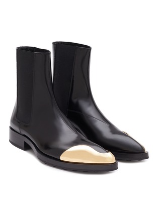 Detail View - Click To Enlarge - JIL SANDER - Asymmetric Metal Point Toe Chelsea Boots