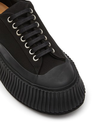 Detail View - Click To Enlarge - JIL SANDER - LOW TOP LACE UP RECYCLED CANVAS PLATFORM SNEAKERS