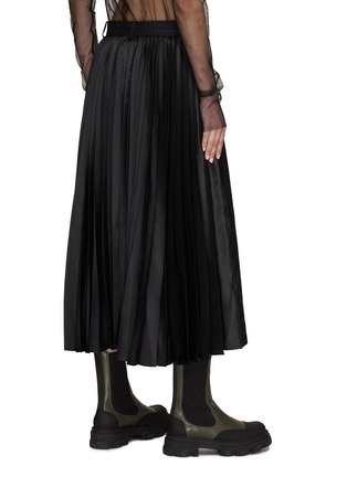 Back View - Click To Enlarge - SACAI - PLEATED BACK PANEL CHALK STRIPE FRONT SLIT MIDI SKIRT