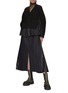 Figure View - Click To Enlarge - SACAI - PLEATED BACK PANEL CHALK STRIPE FRONT SLIT MIDI SKIRT