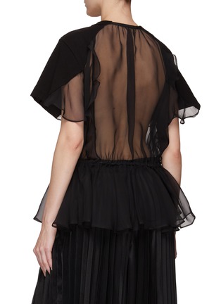 Back View - Click To Enlarge - SACAI - ‘BACK TO BACK TO BACK’ PRINT SHEER BACK PANEL T-SHIRT