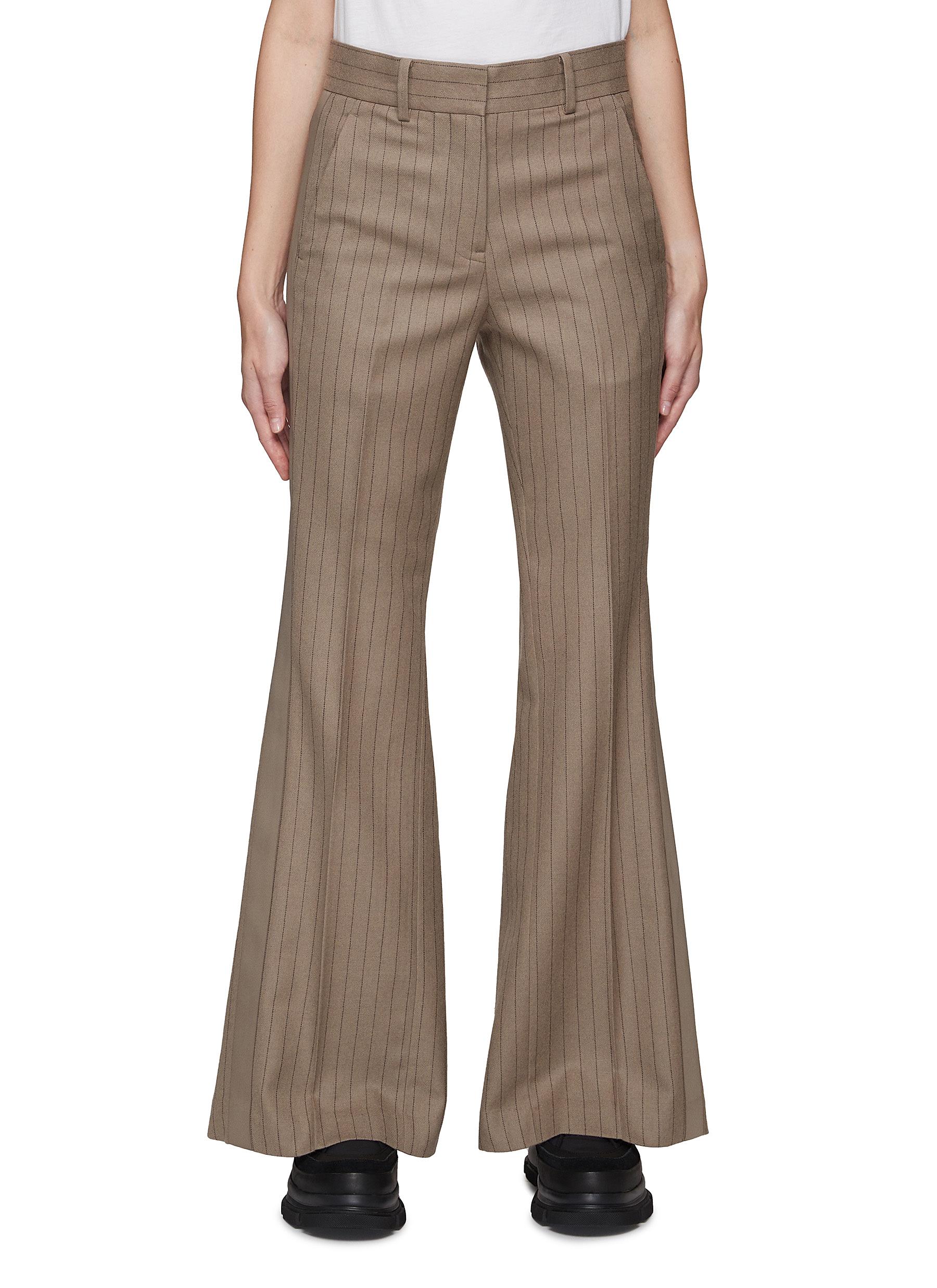 Sacai Chalk Stripe Flare Pants In Neutral | ModeSens