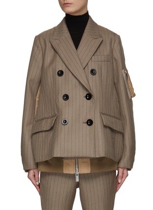Main View - Click To Enlarge - SACAI - DOUBLE BREASTED CHALK STRIPE JACKET