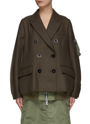 Main View - Click To Enlarge - SACAI - DOUBLE BREASTED CHALK STRIPE JACKET