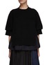 Main View - Click To Enlarge - SACAI - CHALK STRIPE PANEL WOOL KNIT SWEATER