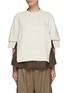Main View - Click To Enlarge - SACAI - CHALK STRIPE PANEL WOOL KNIT SWEATER