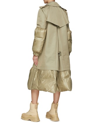Back View - Click To Enlarge - SACAI - PADDED DETAIL BELTED DOUBLE BREASTED GABARDINE TRENCH COAT