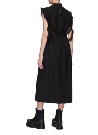 Back View - Click To Enlarge - SACAI - BELTED RUFFLE TRIM DETAIL SUITING MIDI DRESS