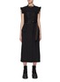 Main View - Click To Enlarge - SACAI - BELTED RUFFLE TRIM DETAIL SUITING MIDI DRESS
