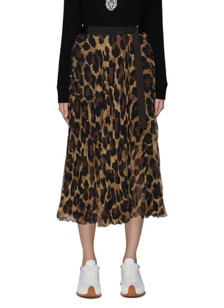 Main View - Click To Enlarge - SACAI - BELTED LEOPARD PRINT MIDI SKIRT