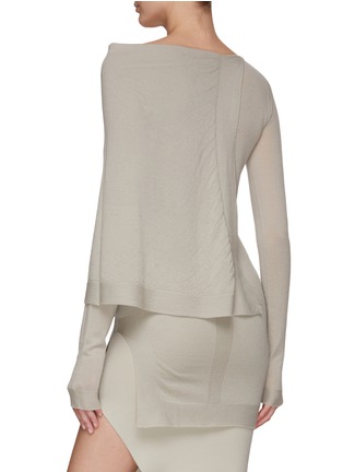 Back View - Click To Enlarge - RICK OWENS - ‘RASATO’ BOAT NECK LONG SLEEVE PANEL KNIT TOP