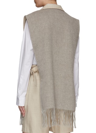 Back View - Click To Enlarge - THE KEIJI - GLEN CHECK FRINGE DOUBLE BREASTED VEST