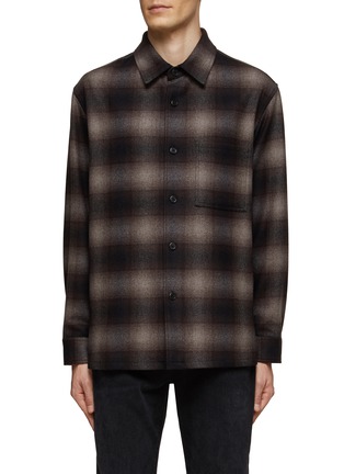 Main View - Click To Enlarge - THEORY - ‘CLYFFORD’ PLAID RECYCLED WOOL BUTTON UP SHIRT