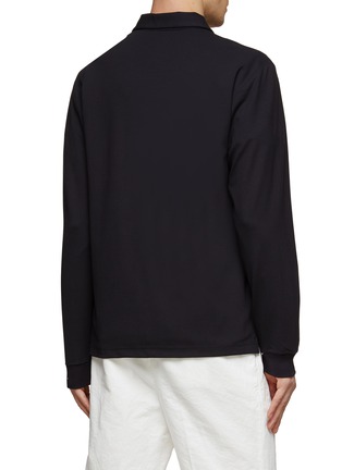 Back View - Click To Enlarge - THEORY - ‘RYDER’ HALF ZIP FRONT LONG SLEEVE POLO SHIRT