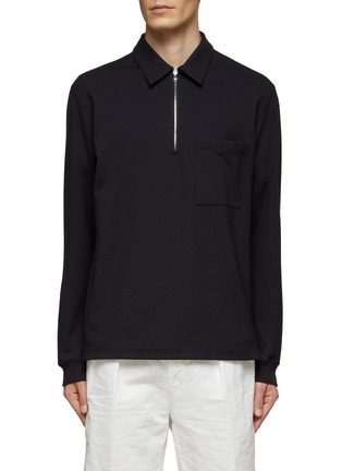 Main View - Click To Enlarge - THEORY - ‘RYDER’ HALF ZIP FRONT LONG SLEEVE POLO SHIRT