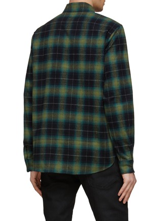 Back View - Click To Enlarge - SAINT LAURENT - CHEQUERED FLAP CHEST POCKET COTTON BUTTON UP SHIRT