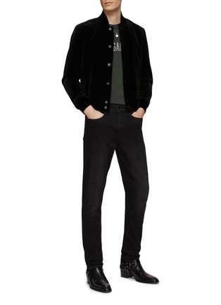 Figure View - Click To Enlarge - SAINT LAURENT - LOGO EMBROIDERED VELOUR COTTON BOMBER JACKET